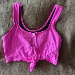 Bombshell Pink Knotted Crop Top bra